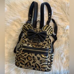 Loungefly Gold and Black Sequin Backpack
